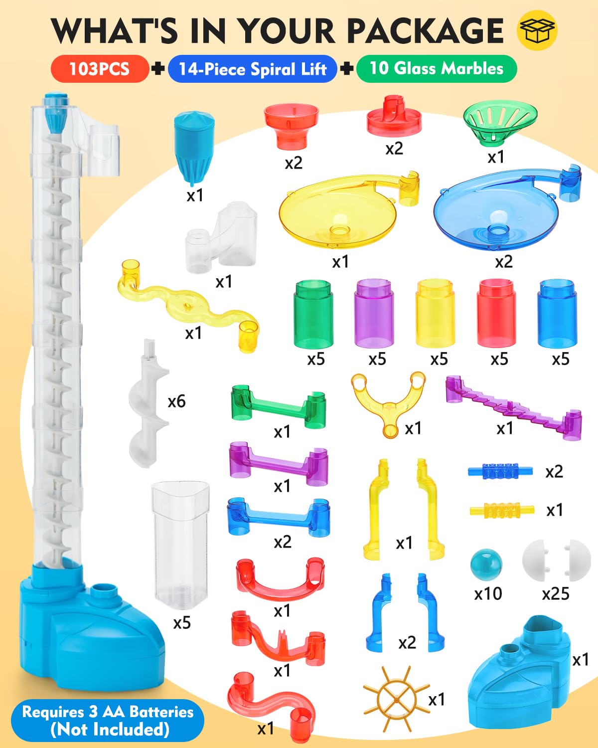 Magicfly Marble Run Set - Motorized Elevator, 127 Pcs Marble Track Toy for STEM Fun