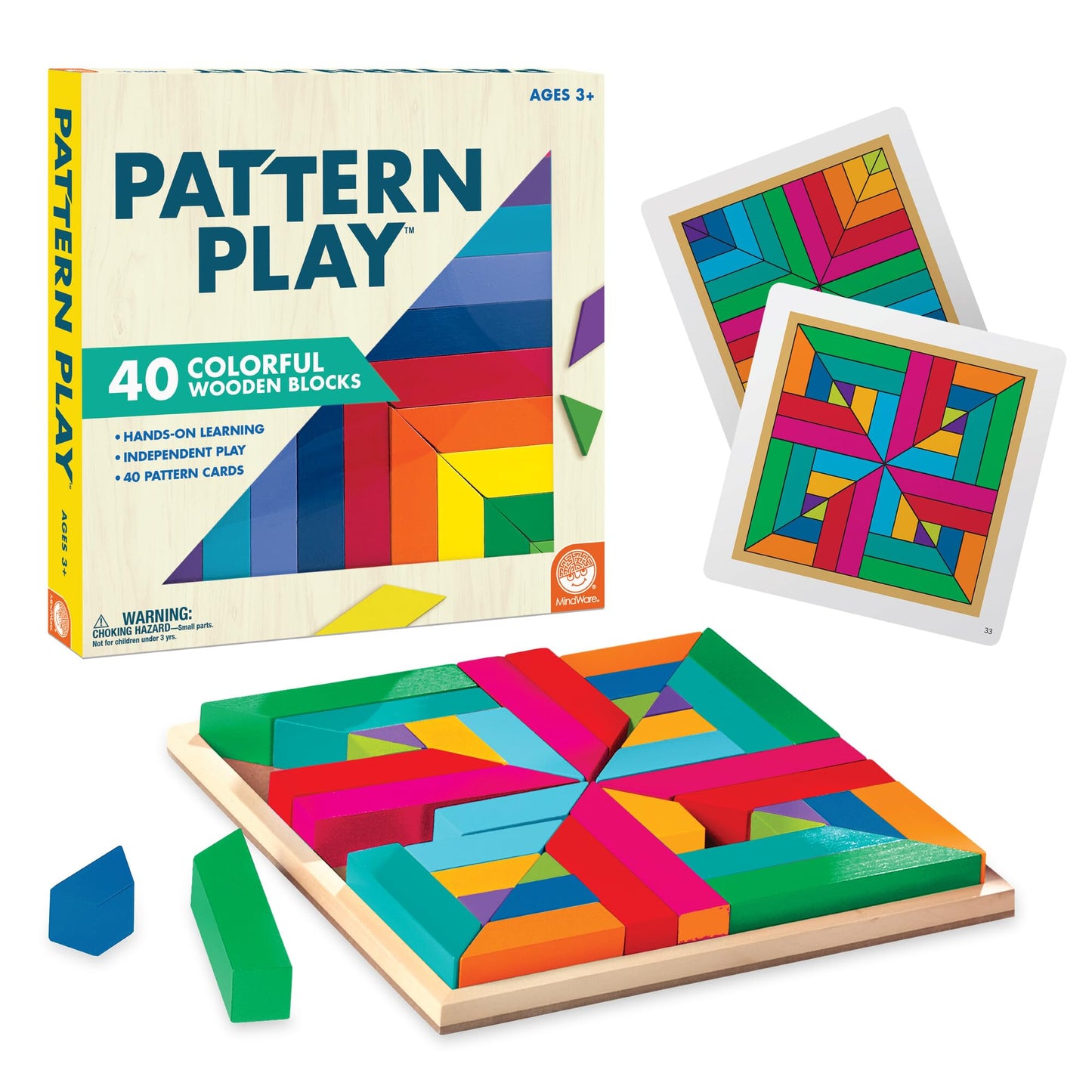 MindWare Pattern Play (Original) – Colorful Wood Blocks & Pattern Cards