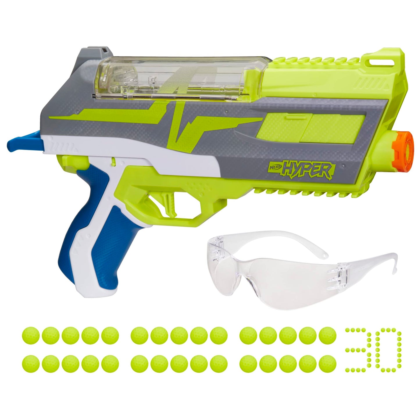 NERF Hyper Impulse-40 Blaster — 110 FPS, Spring-Open Hopper, Eyewear Included