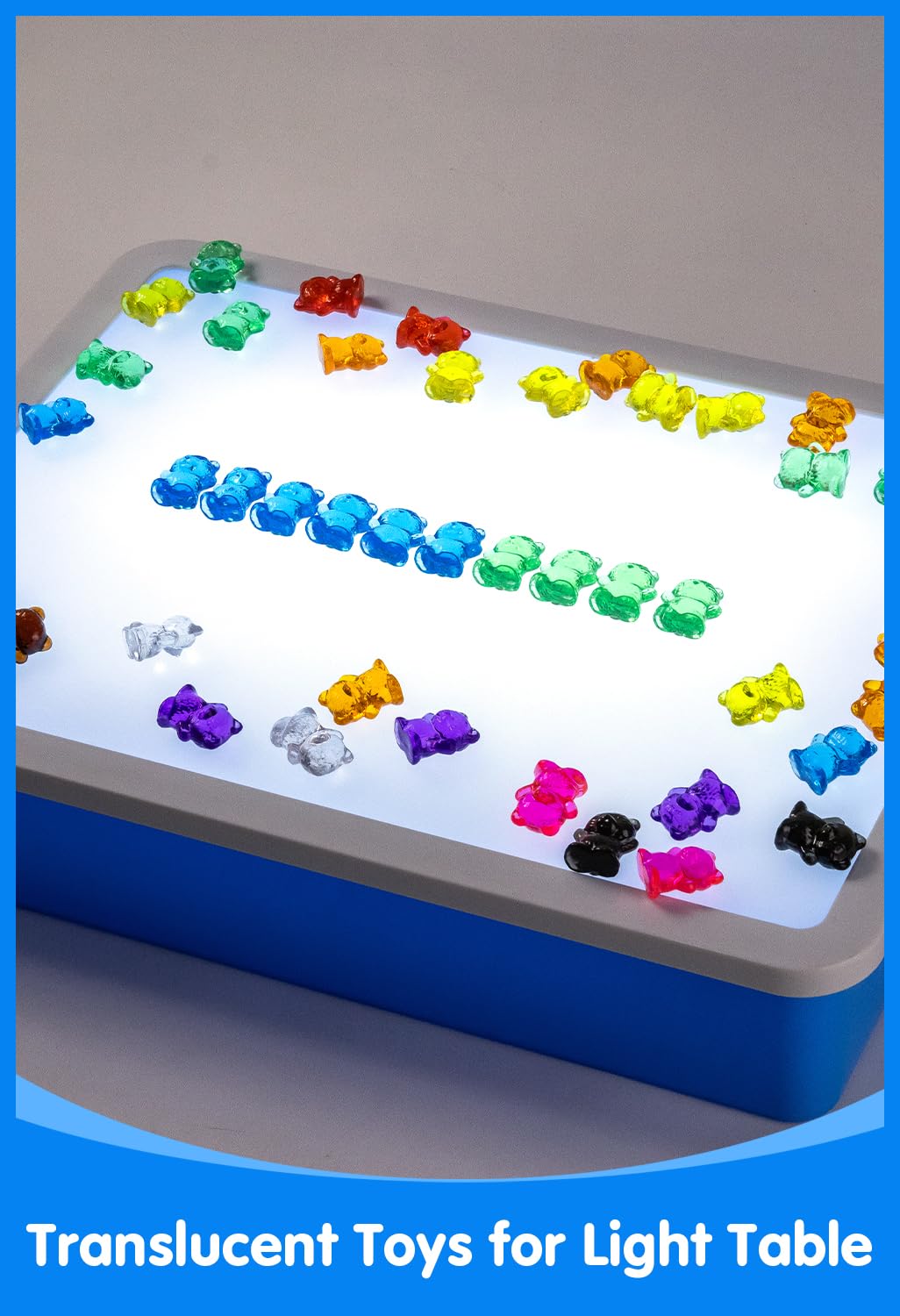 Odoorgames 100 Pcs Translucent Bear Counters – 10 Colors for Kindergarten Math & Light Table Manipulatives