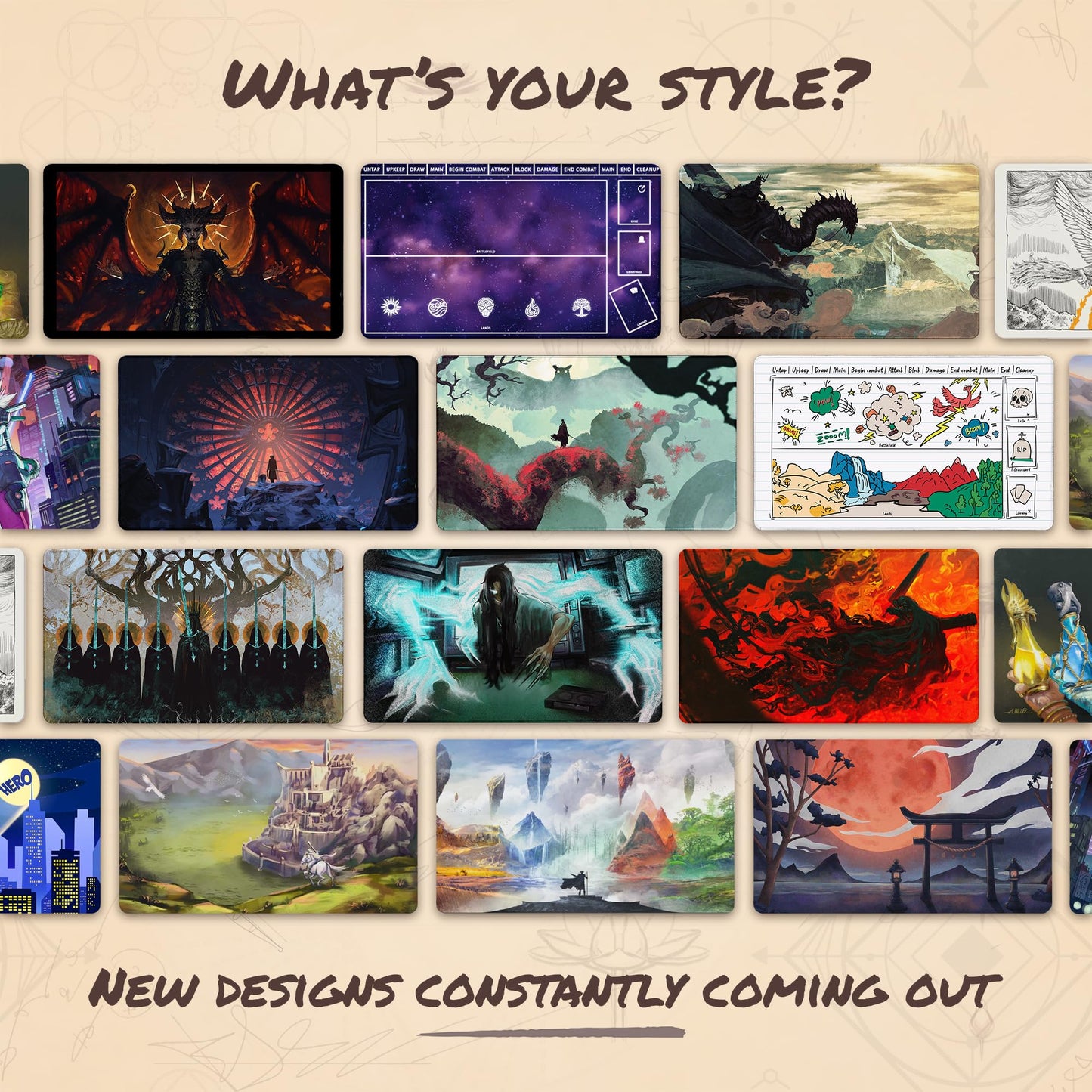 Paramint Sketchy Notebook Library Bottom MTG Playmat with Zones