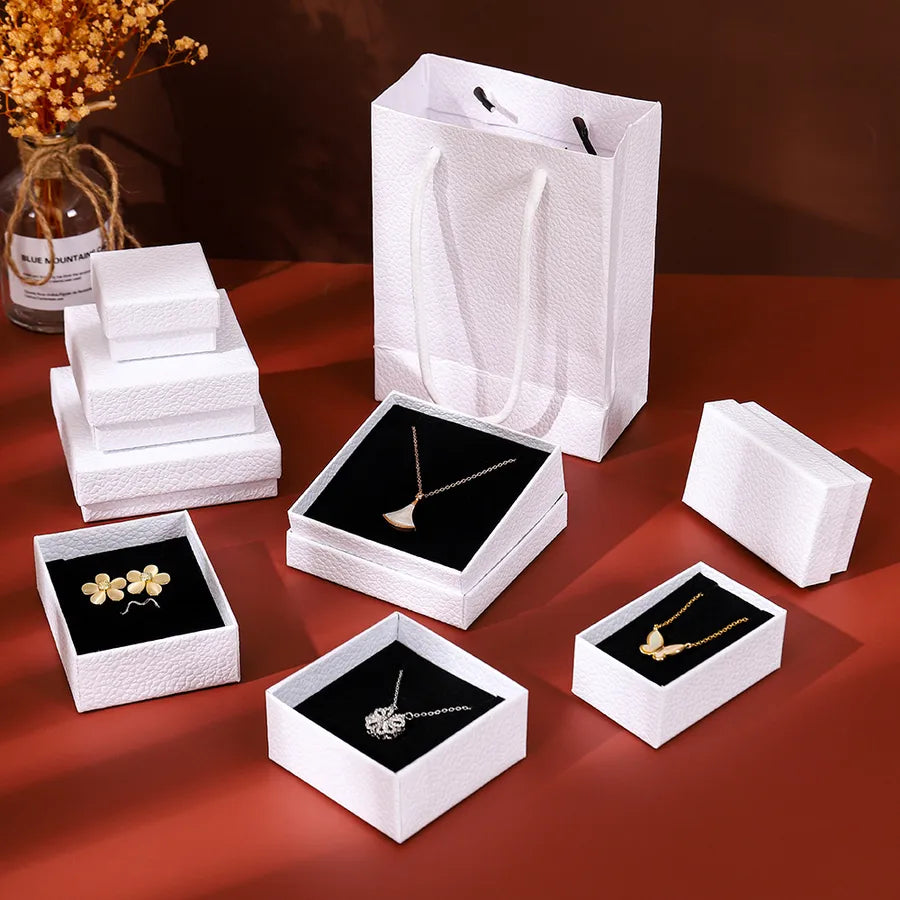 Simple Style Square Solid Color Paper Jewelry Boxes