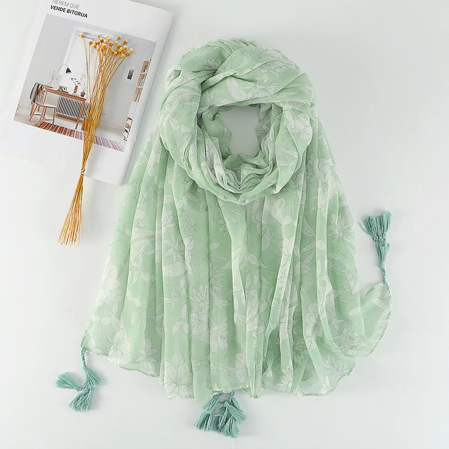 Women's Sweet Color Block Polyester Printing Scarf