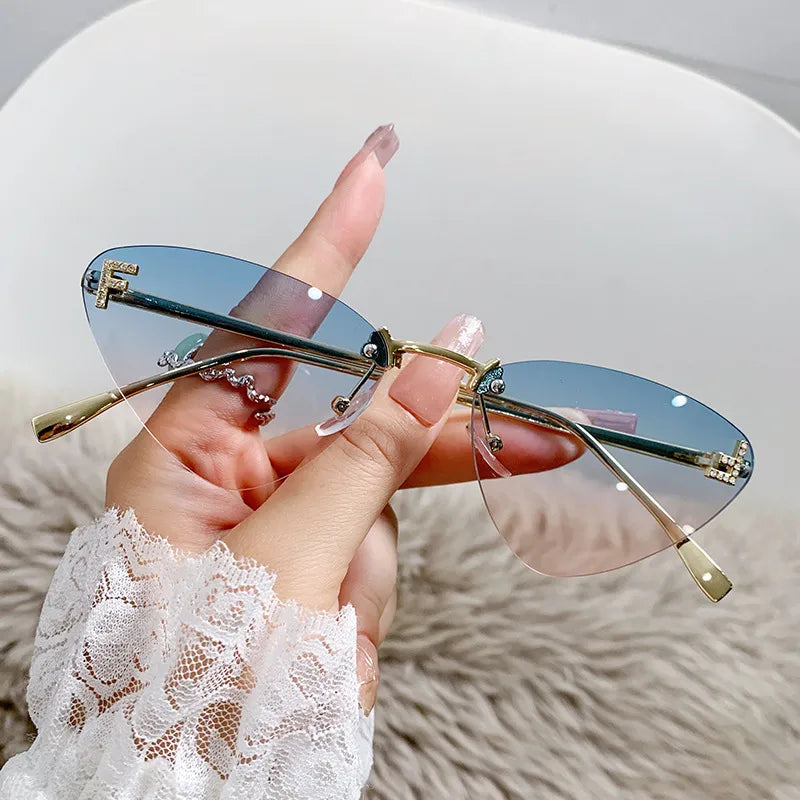 Basic Simple Style Solid Color Ac Cat Eye Frameless Women's Sunglasses