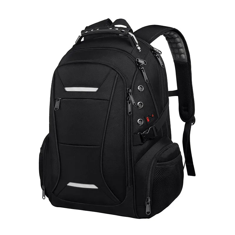 men's solid color oxford cloth zipper functional backpack laptop backpack