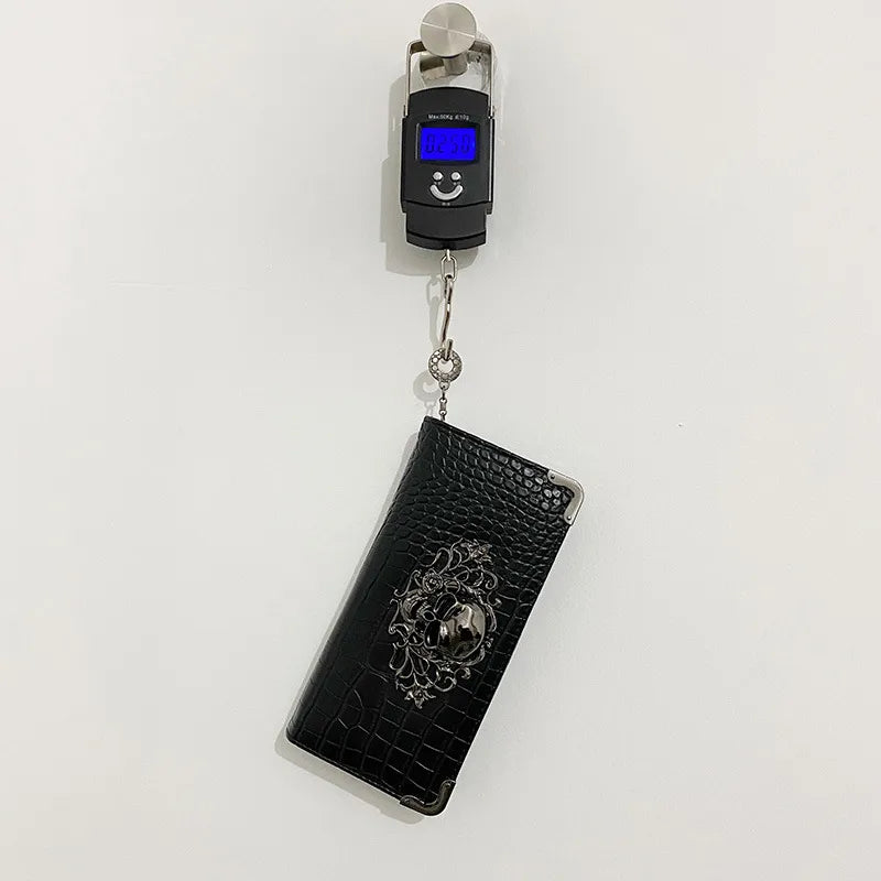 Women'S Solid Color Skull Pu Leather Zipper Wallets