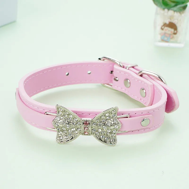 creative shiny diamond bow solid color dog leash