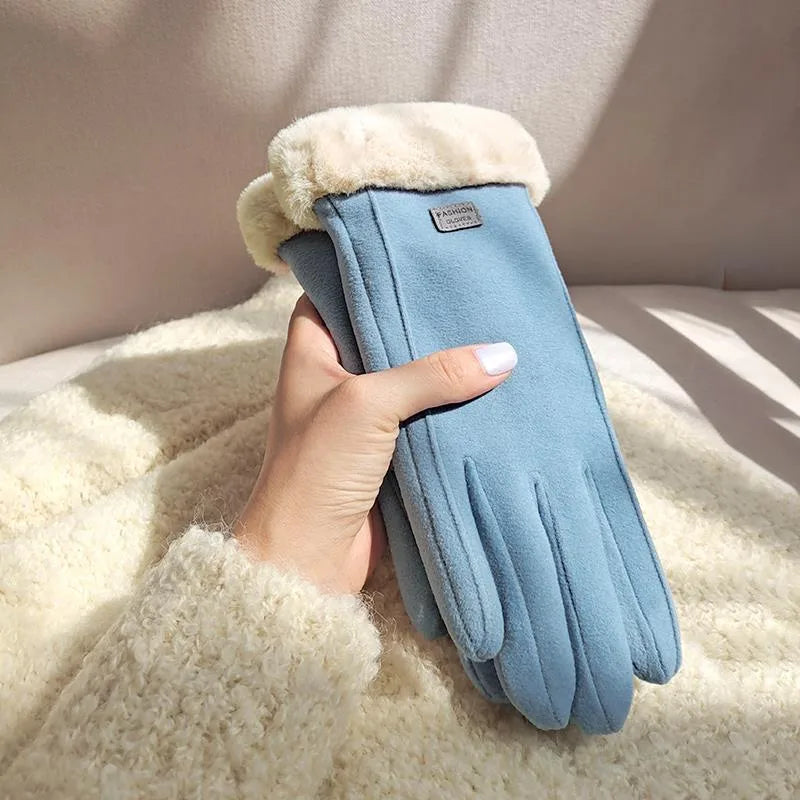 women's simple style solid color velvet polyester gloves 1 pair