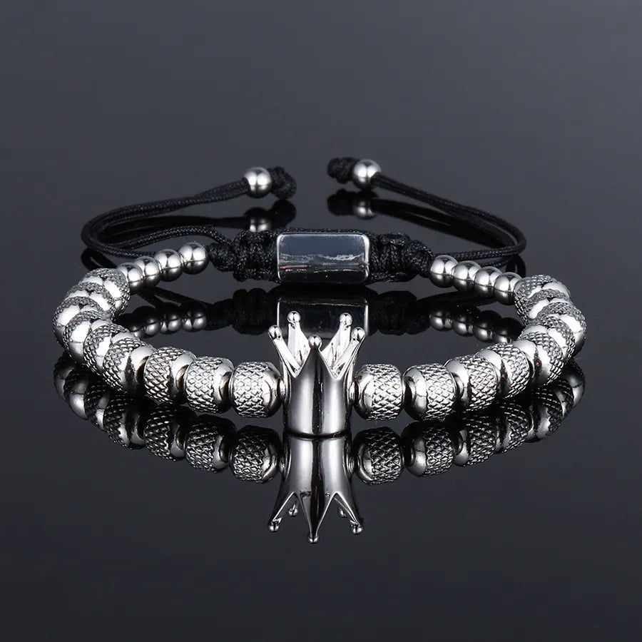 punk crown stainless steel bracelets bangle