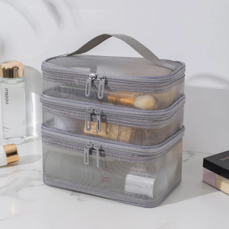 grid visual large multi-functional travel cosmetic storage bag