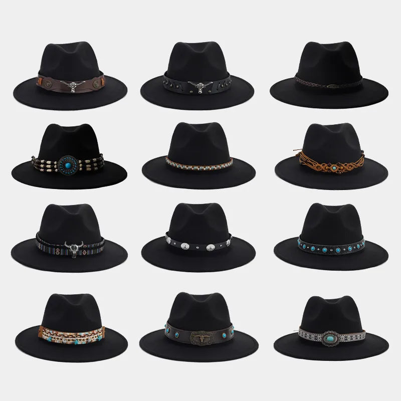 women's elegant basic solid color big eaves fedora hat