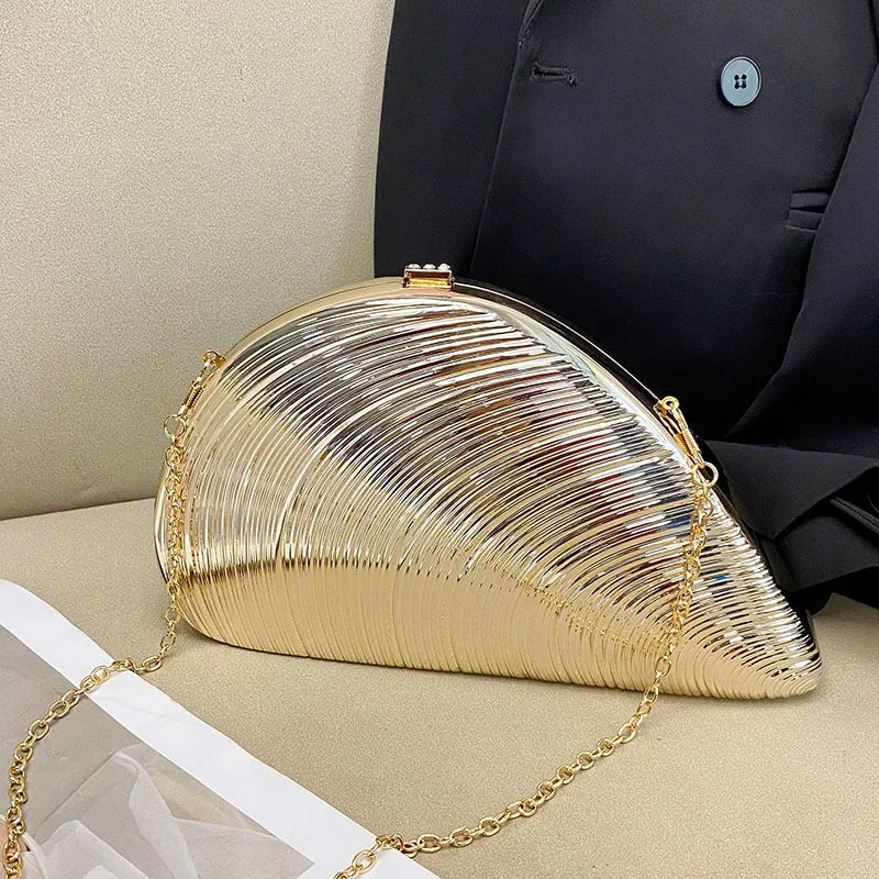 Gold Champagne Silver Arylic Solid Color Shell Evening Bags