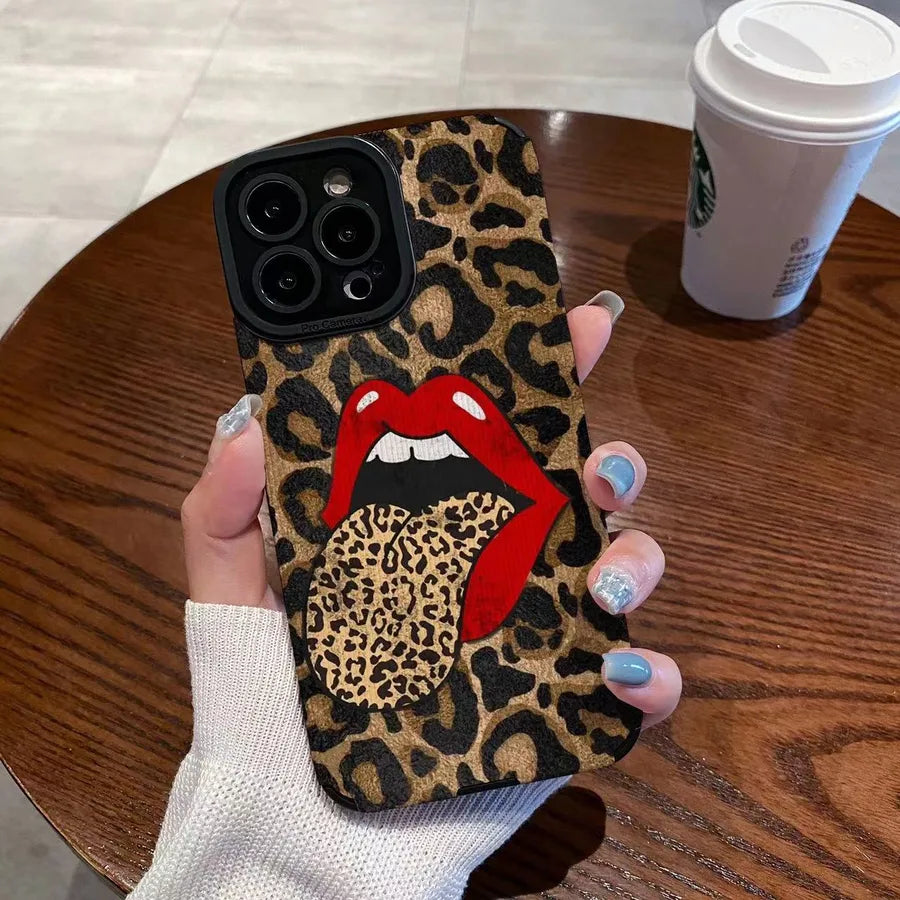 artistic lips lambskin   phone cases