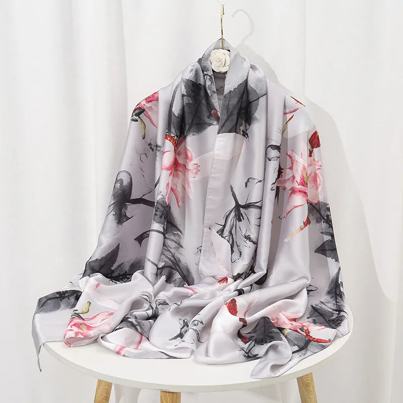 women's lady flower cloud brocade printing scarf