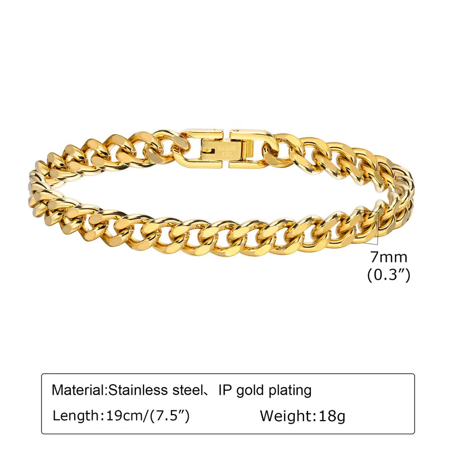 Simple Style Solid Color Stainless Steel Men's Bracelets