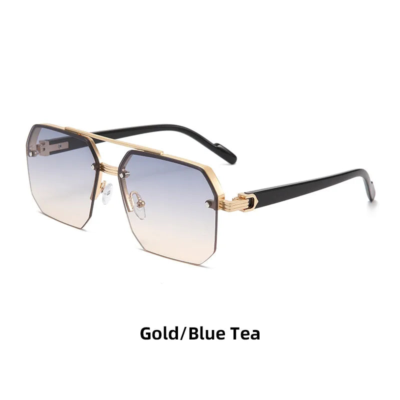 Retro Streetwear Solid Color Pc Square Half Frame Men's Sunglasses