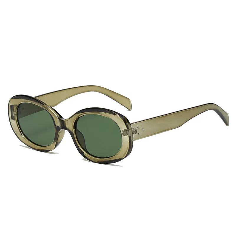 simple style solid color ac oval frame full frame men's sunglasses