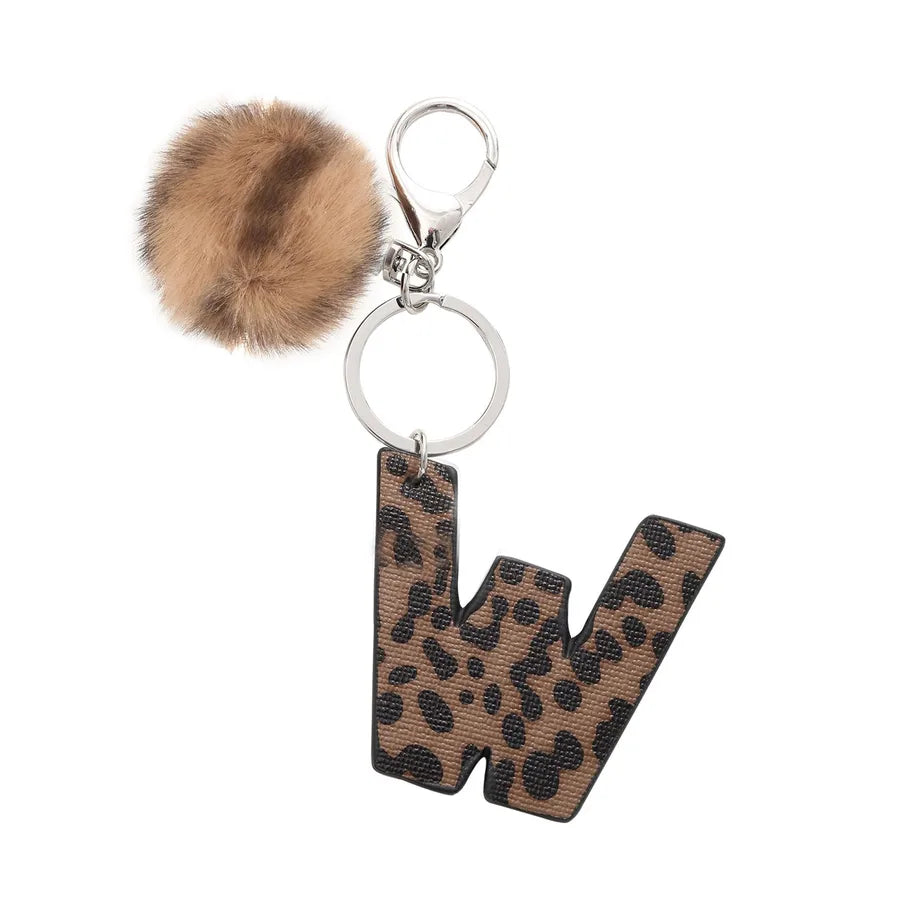 retro leopard pu leather bag pendant keychain