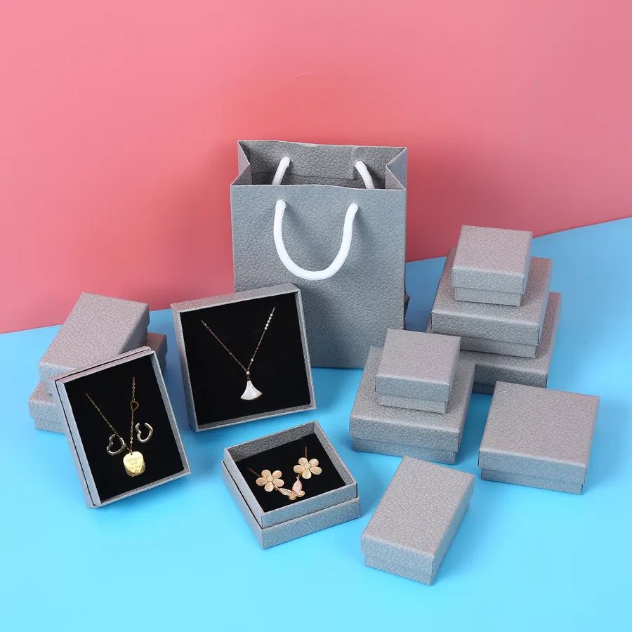 Simple Style Square Solid Color Paper Jewelry Boxes