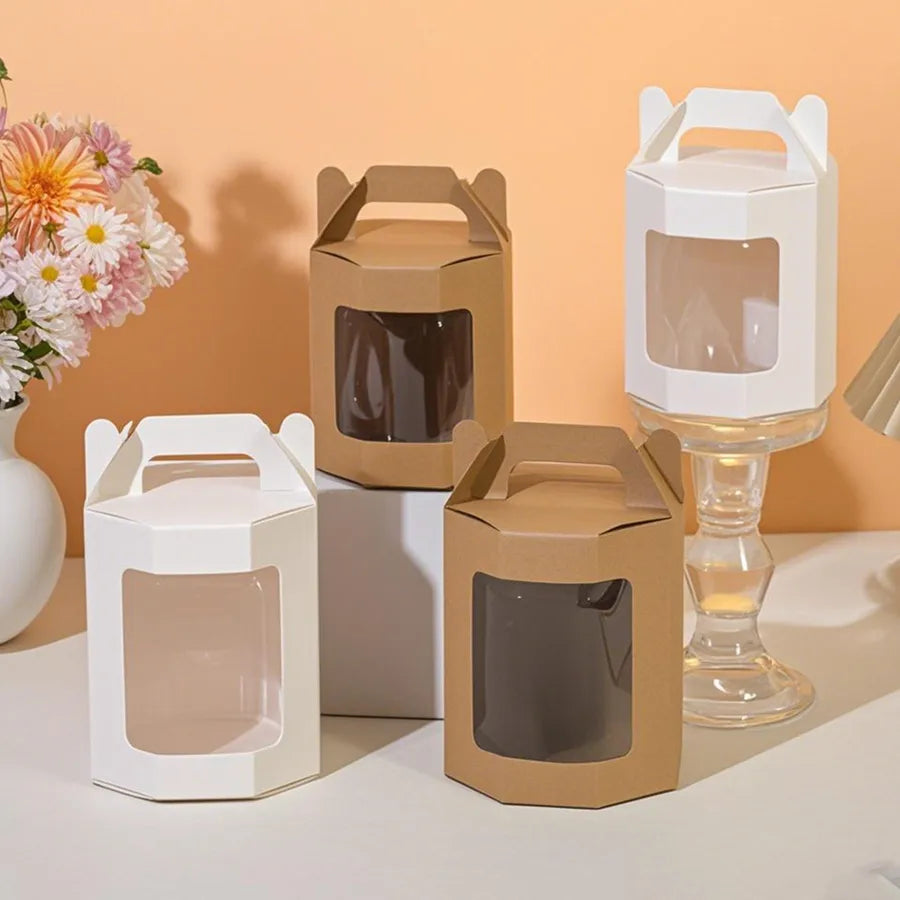 Creative Transparent Display Window Handheld Octagonal Box for Holiday Party Candy Gift Small Bouquet Packaging
