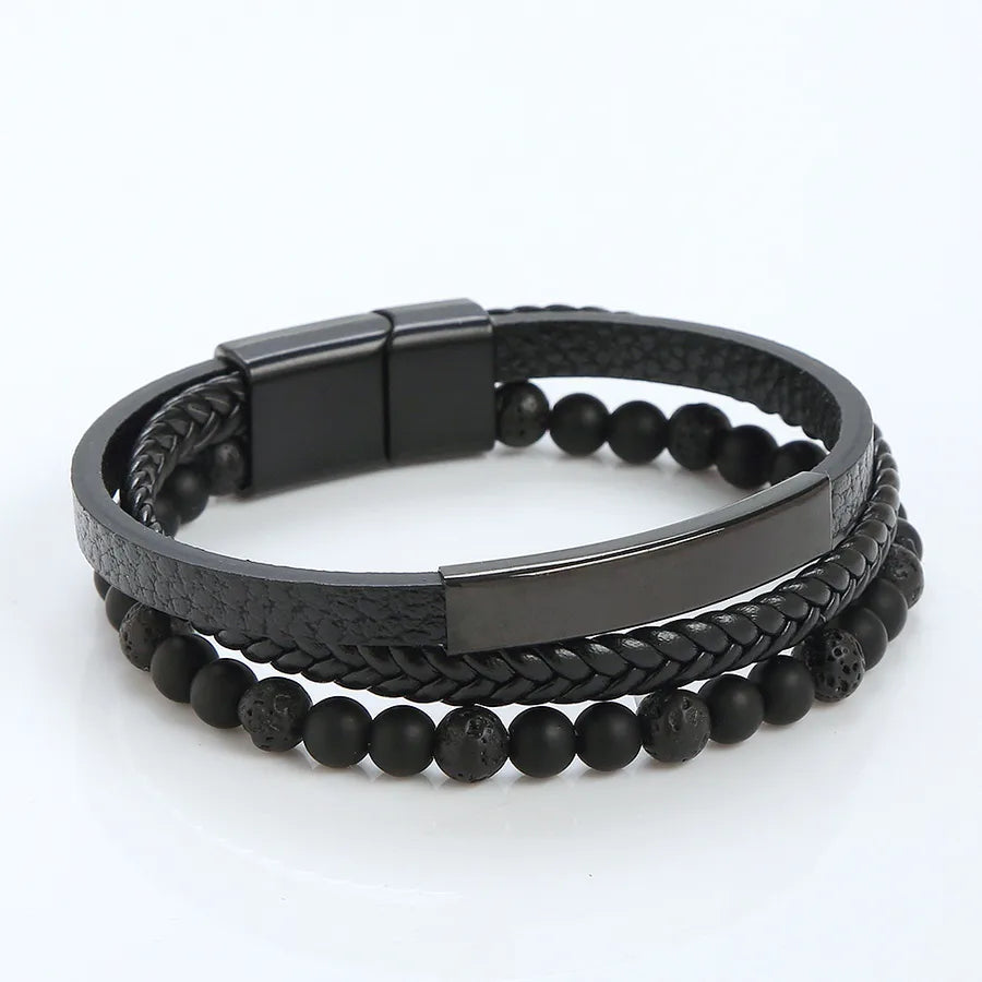 retro round alloy braid men's bracelets