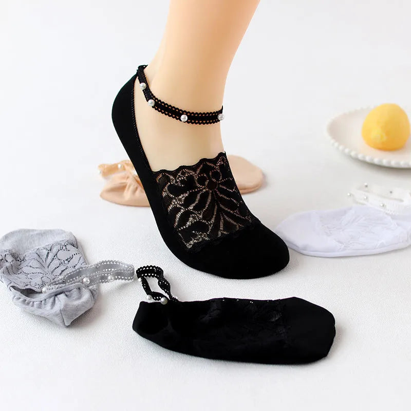 sweet solid color cotton pearl socks