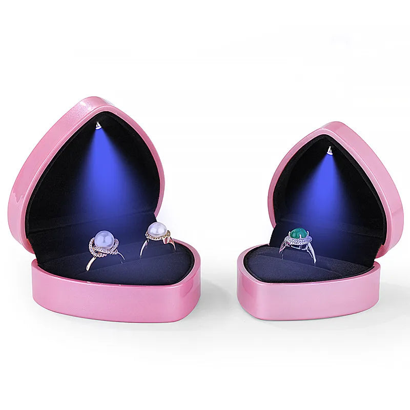 simple style classic style heart shape solid color plastic jewelry boxes