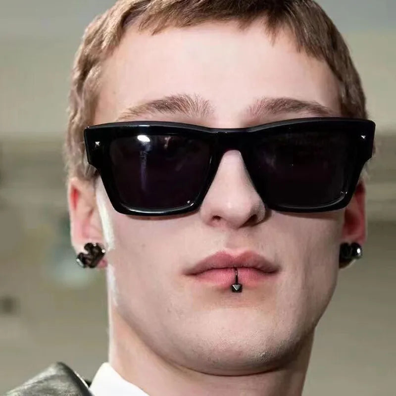 classic style solid color pc square full frame men's sunglasses