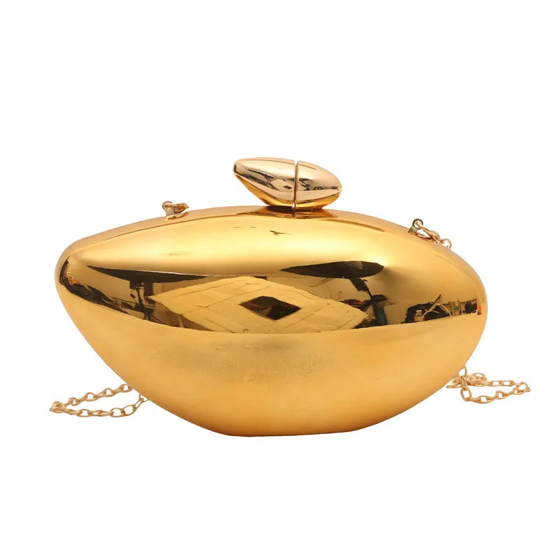 Gold Silver Arylic Solid Color Oval Evening Bags