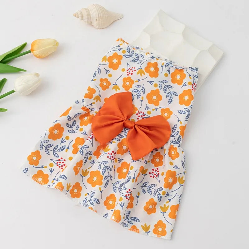 cute polyester strawberry bow knot pet clothing