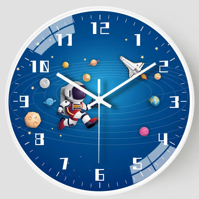 cute round astronaut plastic glass clock