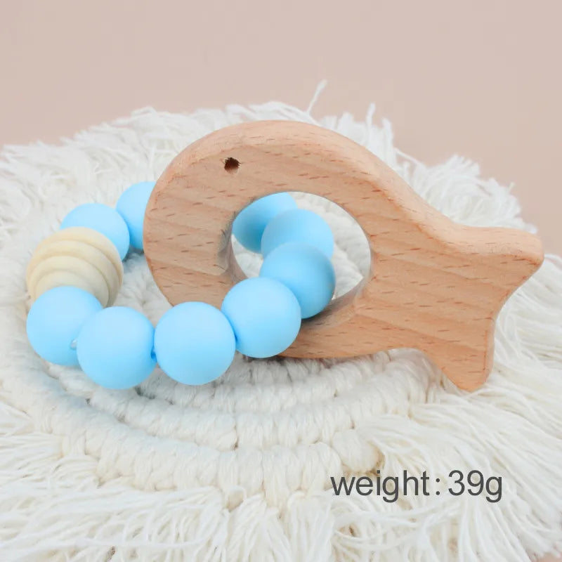 cute solid color beech silicone teething stick baby accessories