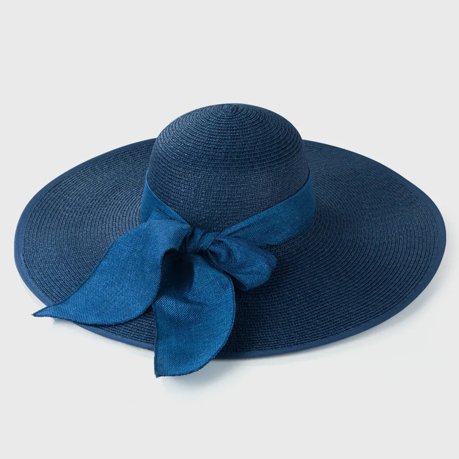 large-edge bow-knot edging straw sunscreen hat