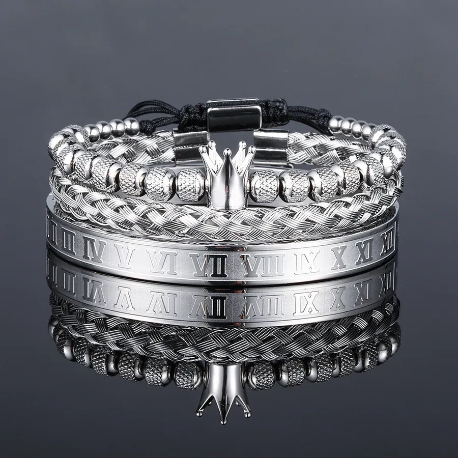 punk crown stainless steel bracelets bangle