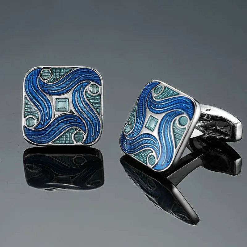 business geometric copper plating men's cufflinks