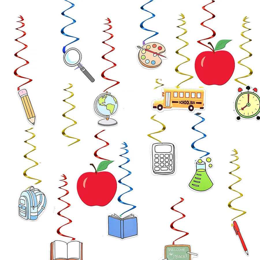 back to school fruit paper party flag