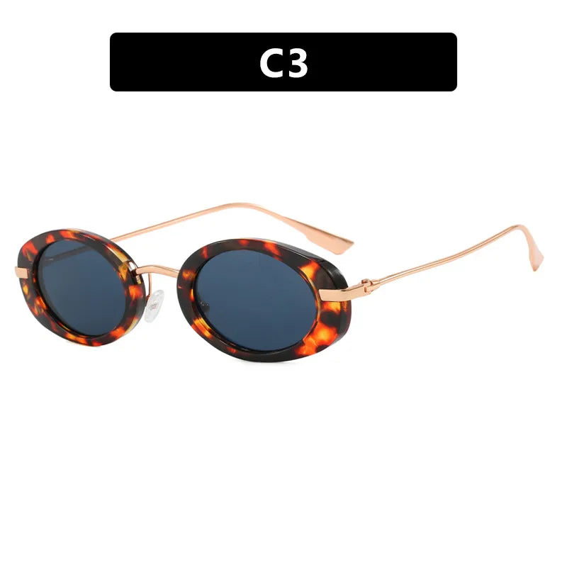 Vacation Simple Style Solid Color Pc Oval Frame Full Frame Women's Sunglasses