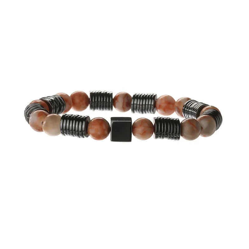 Geometric natural stone black gallstone Bracelets In Bulk