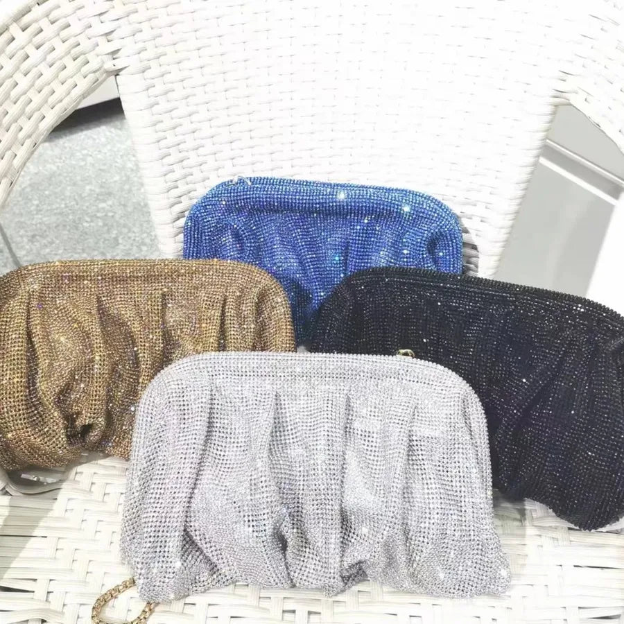 silver gold blue pvc solid color square evening bags