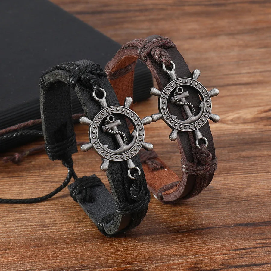Simple Style Classic Style Solid Color Pu Leather Men's Bangle