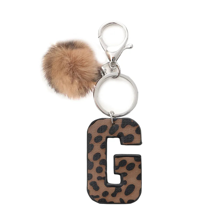 retro leopard pu leather bag pendant keychain