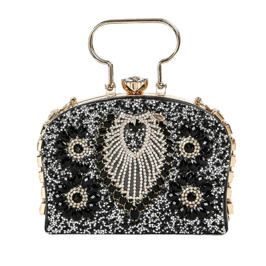 Green Alloy Geometric Square Evening Bags