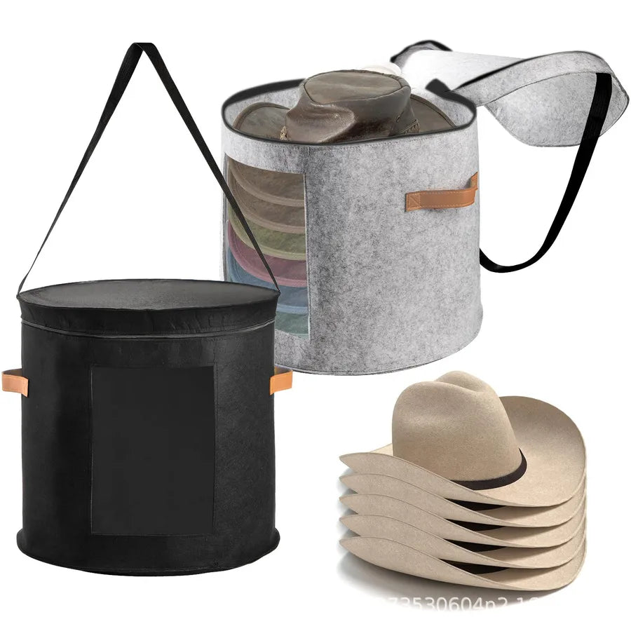 Large Hat Box women's storage foldable hat storage box with shoulder strap and 2 handles-hat box