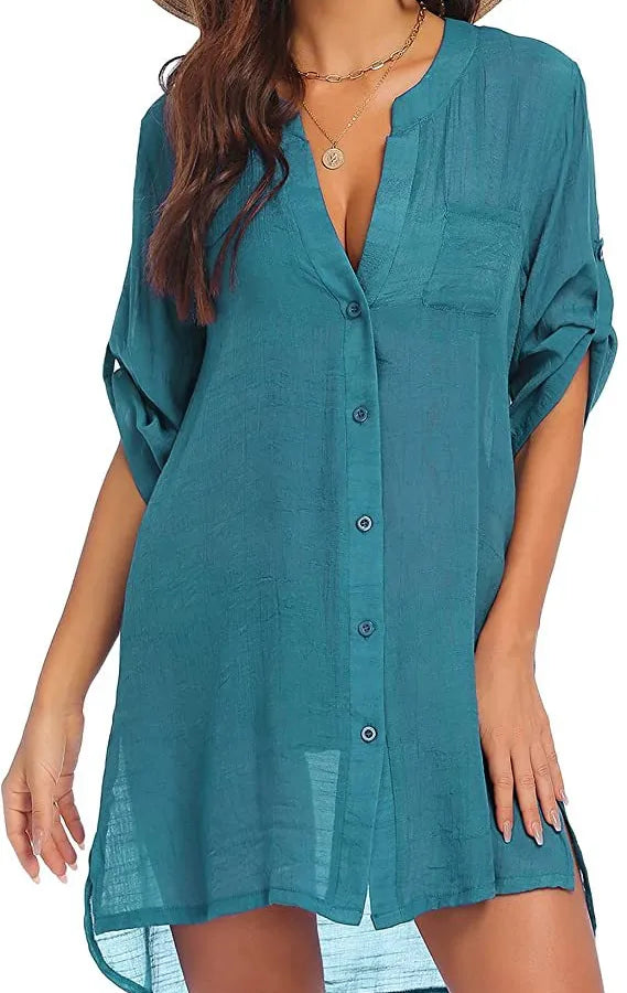 Women's Solid Color Vacation Cover Ups