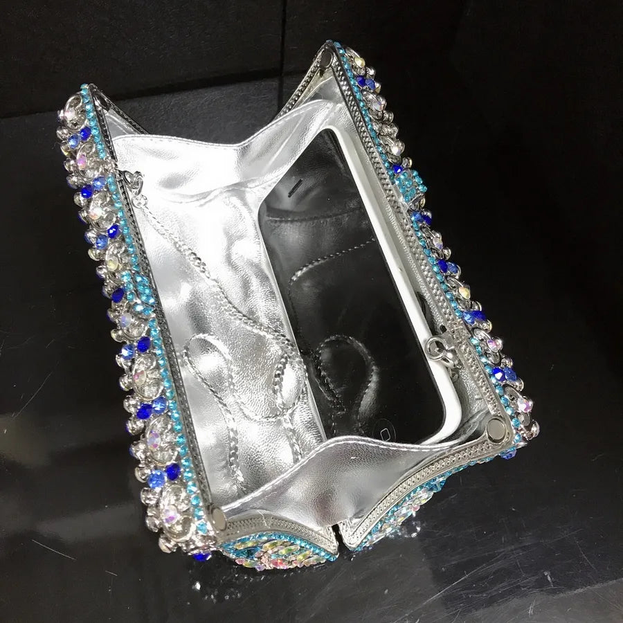 Rhinestone Metal Geometric Square Evening Bags