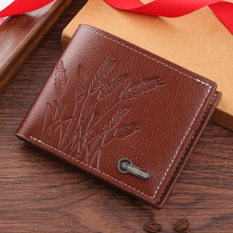 Men's Flower Pu Leather Open Small Wallets