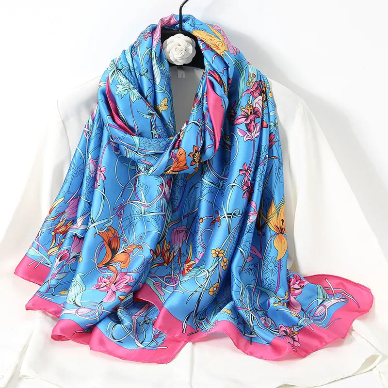 women's lady flower cloud brocade printing scarf