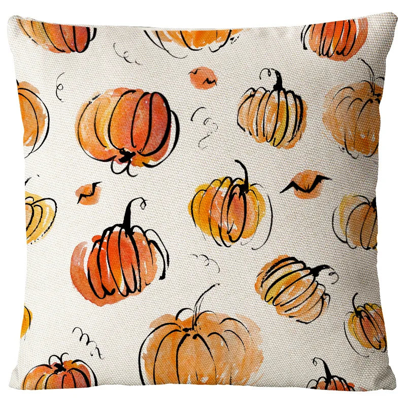 casual halloween pattern linen pillow cases