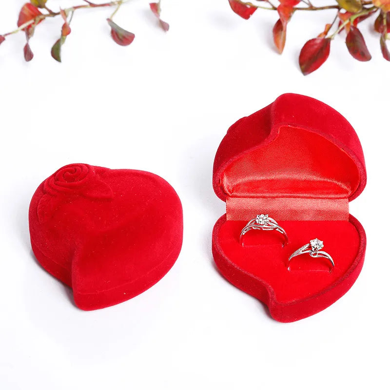 simple style heart shape flannel jewelry boxes