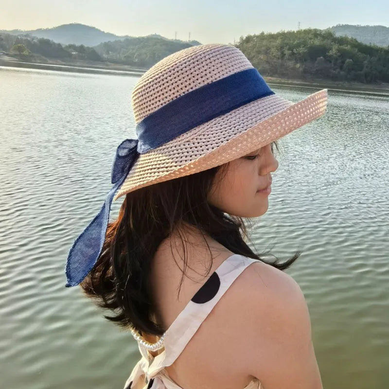 Women's Elegant Basic Solid Color Big Eaves Straw Hat